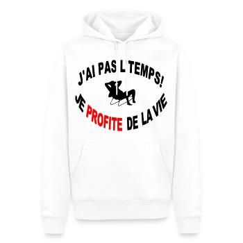 Non J'ai Pas Le Temps Je Profite de la Vie - Sweat à capuche Premium bio Homme - blanc - Devant - Nico (187cm)