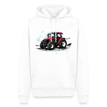 Roter Traktor – Vintage Halftone Trekker - Männer Premium Bio Hoodie - Weiß - Vorne - Nico (187cm)
