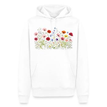 Wildblumen Wiese mit natürliche Aquarellblüten - Männer Premium Bio Hoodie - Weiß - Vorne - Nico (187cm)