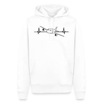 Un avion avec un battement de cœur Avions amoureux - Sweat à capuche Premium bio Homme - blanc - Devant - Nico (187cm)