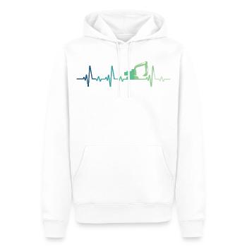 Ausgräber Baustelle Herzschlag-Bagger - Männer Premium Bio Hoodie - Weiß - Vorne - Nico (187cm)