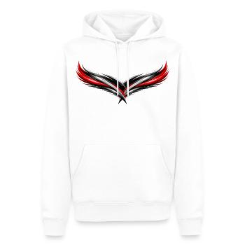 Sportliches Trikot Design Symmetrischer Effekt   - Männer Premium Bio Hoodie - Weiß - Vorne - Nico (187cm)