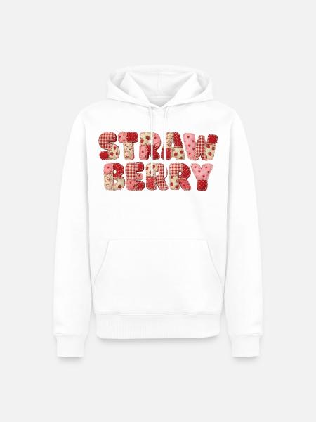 Faux Patchwork Erdbeerfrucht-Jahrgang - Männer Premium Bio Hoodie - Weiß