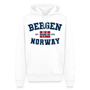 Voyage de vacances à Bergen, Norvège, Norvège - Sweat à capuche Premium bio Homme - blanc - Devant - Nico (187cm)