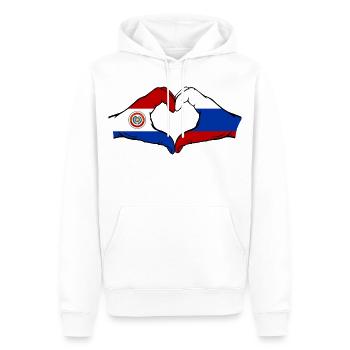 Paraguay Russland Flagge Herzform - Männer Premium Bio Hoodie - Weiß - Vorne - Nico (187cm)
