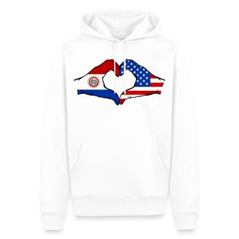 Cœur du drapeau du Paraguay des États-Unis - Sweat à capuche Premium bio Homme - blanc - Devant - Nico (187cm)