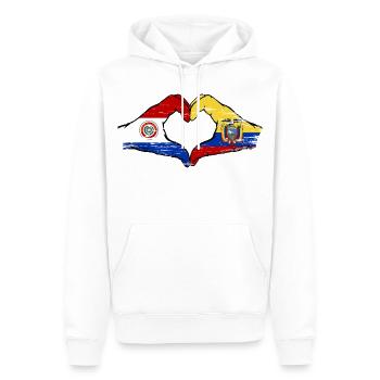 Paraguay Ecuador Flagge Hände Herzform used - Männer Premium Bio Hoodie - Weiß - Vorne - Nico (187cm)