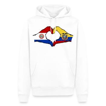 Paraguay Drapeau de l’Équateur Mains en forme de cœur - Sweat à capuche Premium bio Homme - blanc - Devant - Nico (187cm)