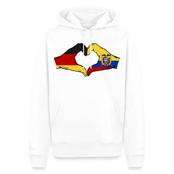 Cœur du drapeau de l’Allemagne de l’Équateur - Sweat à capuche Premium bio Homme - blanc - Devant - Nico (187cm)