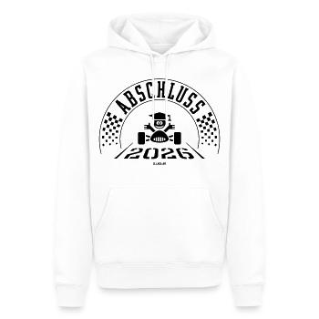 Abschluss 2026 (Schulabschluss / Zieleinfahrt / B) - Männer Premium Bio Hoodie - Weiß - Vorne - Nico (187cm)