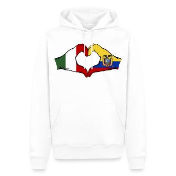 Cœur du drapeau de l’Italie de l’Équateur - Sweat à capuche Premium bio Homme - blanc - Devant - Nico (187cm)