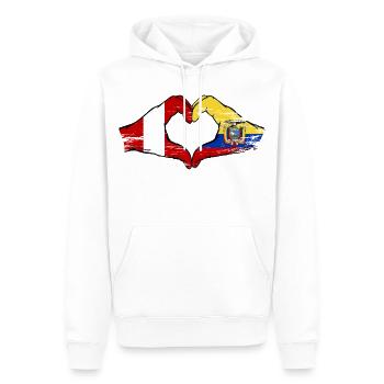 Peru Ecuador Flags Heart Used - Men’s Premium Organic Hoodie - white - Front - Nico (187cm)