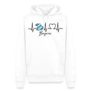 Bayern Landkarte mit Herzkurve | EKG | Puls - Männer Premium Bio Hoodie - Weiß - Vorne - Nico (187cm)
