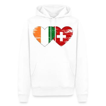 Côte d’Ivoire Drapeaux suisses Cœur utilisé - Sweat à capuche Premium bio Homme - blanc - Devant - Nico (187cm)