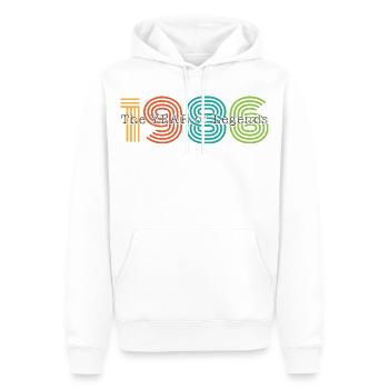 Millésime 1986 - Sweat à capuche Premium bio Homme - blanc - Devant - Nico (187cm)