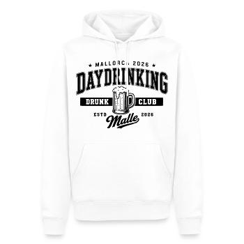 Malle 2026 Daydrinking Drunk Club Malle 2026 - Männer Premium Bio Hoodie - Weiß - Vorne - Nico (187cm)