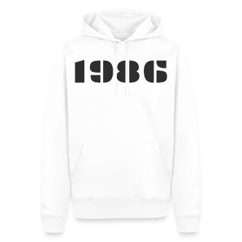 1986 - Sweat à capuche Premium bio Homme - blanc - Devant - Nico (187cm)