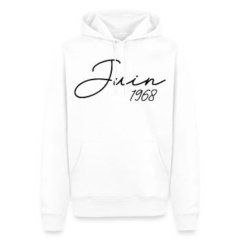 1968 Anniversaire Juin 1968 cadeau Juin 1968  - Sweat à capuche Premium bio Homme - blanc - Devant - Nico (187cm)