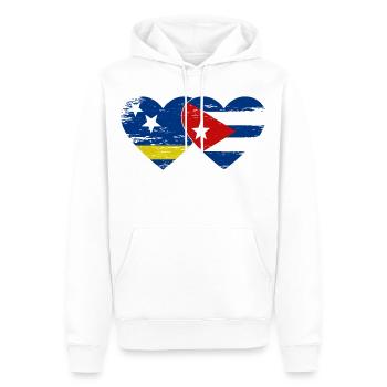 Cœur du drapeau de Curaçao Cuba utilisé - Sweat à capuche Premium bio Homme - blanc - Devant - Nico (187cm)