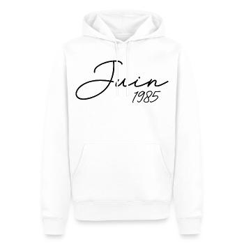 1985 Anniversaire Juin 1985 cadeau Juin 1985  - Sweat à capuche Premium bio Homme - blanc - Devant - Nico (187cm)