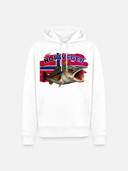 Norwegen Dorsch- Angeln - Männer Premium Bio Hoodie - Weiß