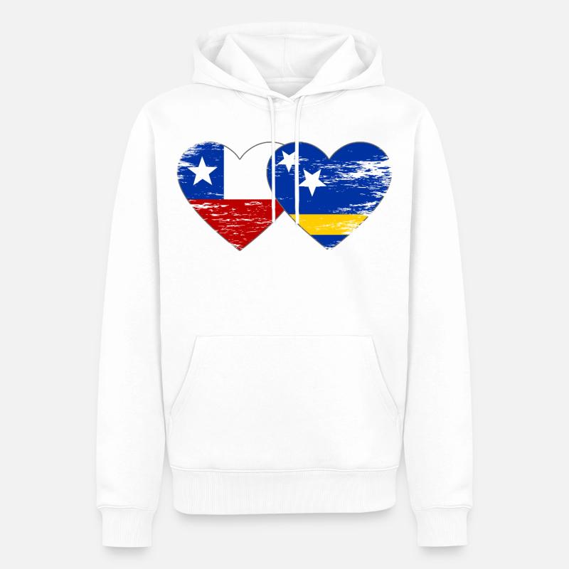 Chile_Curacao_Flagge_Herz_used - Sweat à capuche Premium bio Homme - blanc