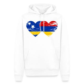 Curacao Armenien Flagge Herz used - Männer Premium Bio Hoodie - Weiß - Vorne - Nico (187cm)