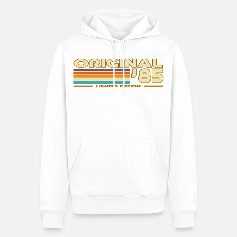 Original85 Retro Stripes - Sweat à capuche Premium bio Homme - blanc