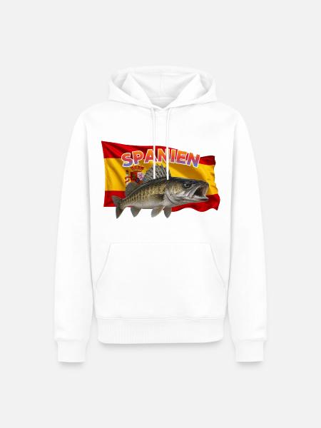 Zander Angeln Spanien - Angelurlaub Design - Männer Premium Bio Hoodie - Weiß