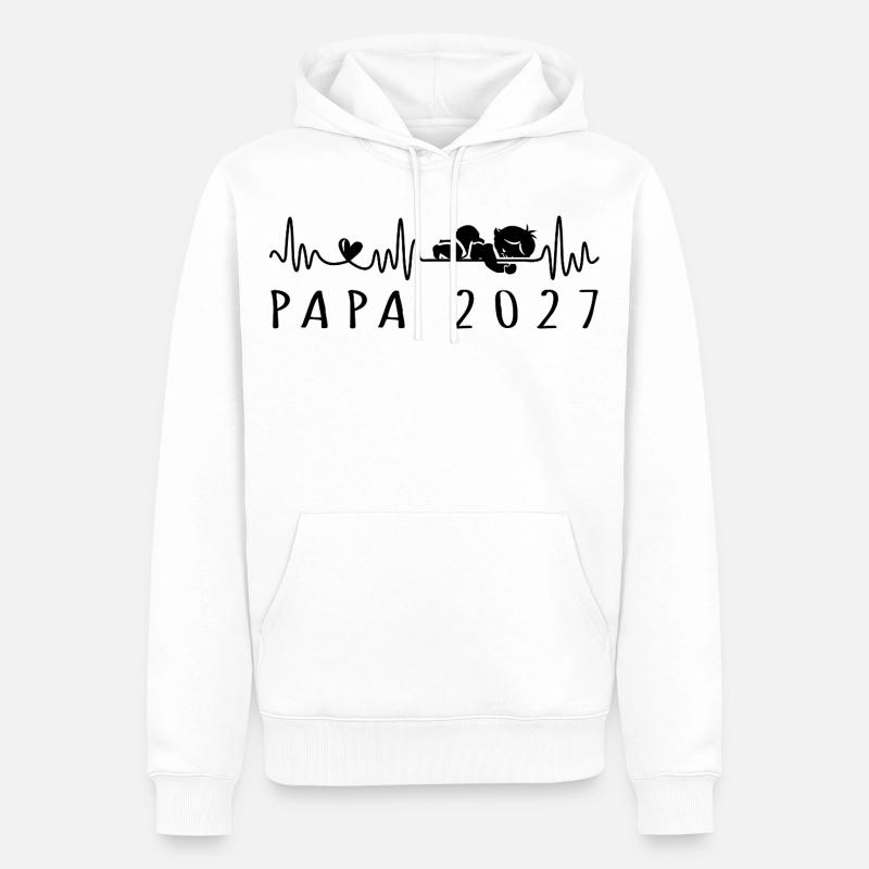 Future Dad 2027 Publicité Grossesse - Sweat à capuche Premium bio Homme - blanc