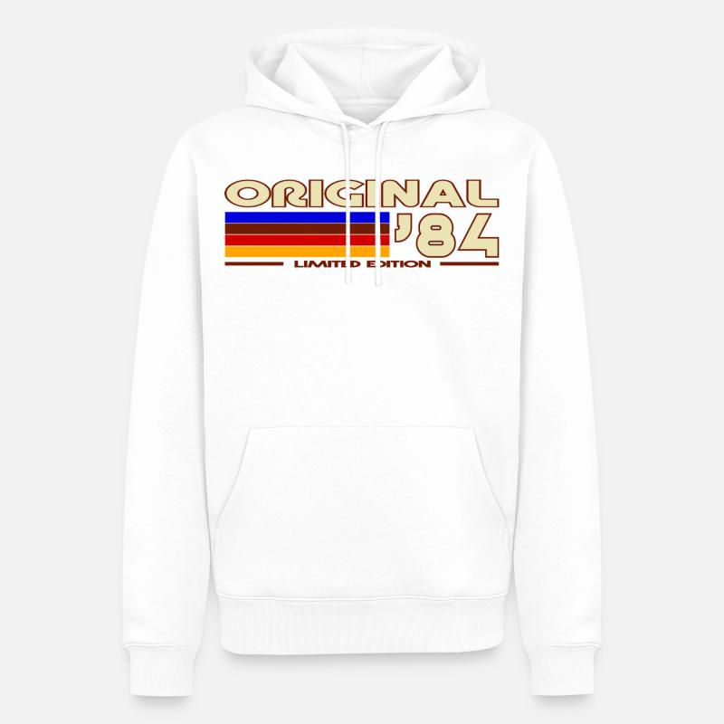 Original 84 Retro Rayures - Sweat à capuche Premium bio Homme - blanc