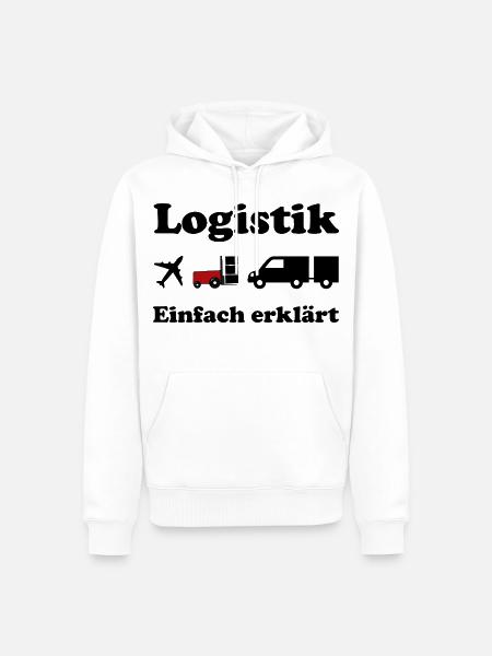 Logistik Silhouette mit rotem Block - Männer Premium Bio Hoodie - Weiß