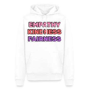 Empathie, Freundlichkeit, Fairness, - Männer Premium Bio Hoodie - Weiß - Vorne - Nico (187cm)