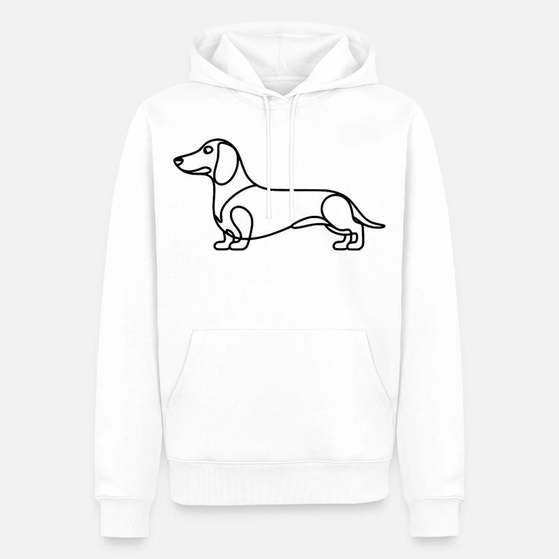 Dessin linéaire du teckel - Sweat à capuche Premium bio Homme - blanc