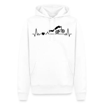BMX Cycliste cascade sans pieds - Sweat à capuche Premium bio Homme - blanc - Devant - Nico (187cm)
