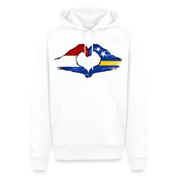 Holland_Curaçao_Flagge_Haende_Herzform_used - Sweat à capuche Premium bio Homme - blanc - Devant - Nico (187cm)