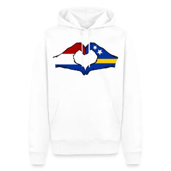Holland Curacao Flagge Hände Herzform used - Männer Premium Bio Hoodie - Weiß - Vorne - Nico (187cm)