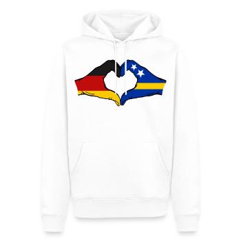 Deutschland_Curaçao_Flagge_Haende_Herzform_used - Sweat à capuche Premium bio Homme - blanc - Devant - Nico (187cm)