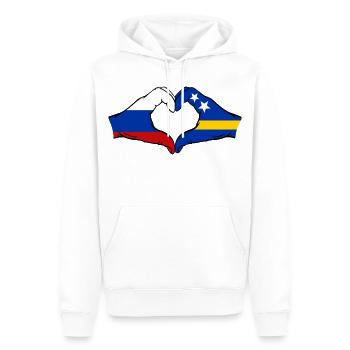 Russland_Curacao_Flagge_Hände_Herzform - Sweat à capuche Premium bio Homme - blanc - Devant - Nico (187cm)