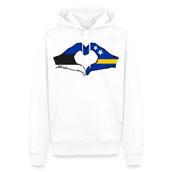 Estonie Drapeau de Curaçao Mains en forme de cœur - Sweat à capuche Premium bio Homme - blanc - Devant - Nico (187cm)