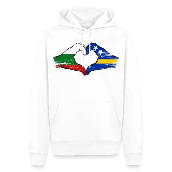 Mains du drapeau de Curaçao de la Bulgarie en forme de cœur utilisées - Sweat à capuche Premium bio Homme - blanc - Devant - Nico (187cm)