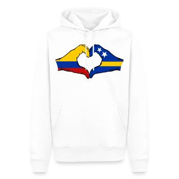 Colombie Drapeau de Curaçao Mains en forme de cœur - Sweat à capuche Premium bio Homme - blanc - Devant - Nico (187cm)
