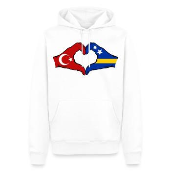 Türkei Curacao Flagge Hände Herzform - Männer Premium Bio Hoodie - Weiß - Vorne - Nico (187cm)