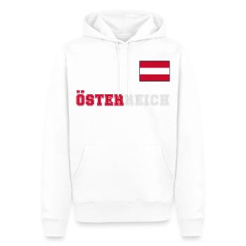 ÖSTERREICH Trikot Look - Flagge Fahne auf Brust - Männer Premium Bio Hoodie - Weiß - Vorne - Nico (187cm)