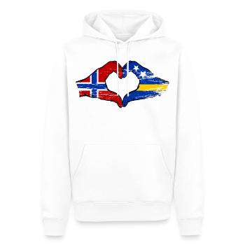 Norwegen Curacao Flagge Hände Herzform used - Männer Premium Bio Hoodie - Weiß - Vorne - Nico (187cm)