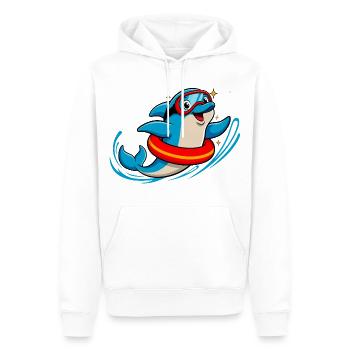 Dauphin drôle avec des lunettes de plongée - Sweat à capuche Premium bio Homme - blanc - Devant - Nico (187cm)