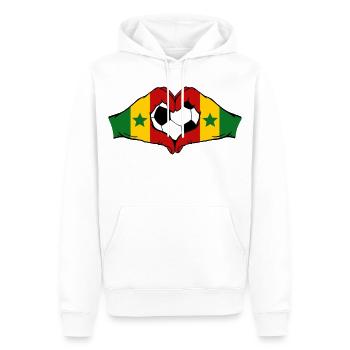 Drapeau du Sénégal Mains en forme de cœur - Sweat à capuche Premium bio Homme - blanc - Devant - Nico (187cm)