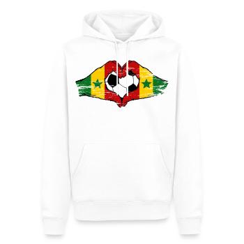 Mains du drapeau du Sénégal en forme de cœur utilisées - Sweat à capuche Premium bio Homme - blanc - Devant - Nico (187cm)