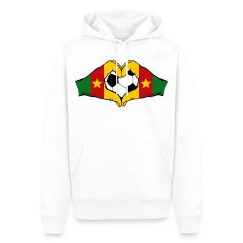 Drapeau du Cameroun, mains, forme de cœur - Sweat à capuche Premium bio Homme - blanc - Devant - Nico (187cm)