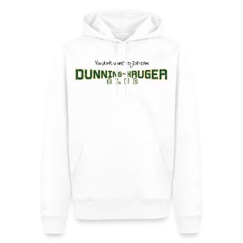 Dunning-Kruger Club pour les tissus clairs - Sweat à capuche Premium bio Homme - blanc - Devant - Nico (187cm)